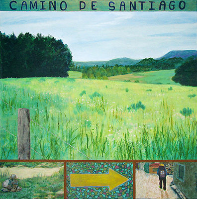 Day 1: Roncesvalles to Zubiri Artist: Barbara J. Sherman Date: 2007 Medium: Acrylic on canvas Dimensions: 20 x 20 in. (50.8 x 50.8 cm) © 2016 Barbara J. Sherman