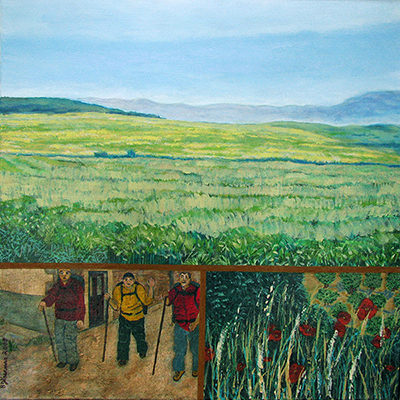 Day 3: Pamplona to Obanos Artist: Barbara J. Sherman Date: 2007 Medium: Acrylic on canvas Dimensions: 16 x 16 in. (40.64 x 40.64 cm) © 2016 Barbara J. Sherman