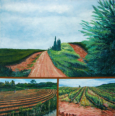 Day 5: Estella to Los Arcos Artist: Barbara J. Sherman Date: 2007 Medium: Acrylic on canvas Dimensions: 16 x 16 in. (40.64 x 40.64 cm) © 2016 Barbara J. Sherman