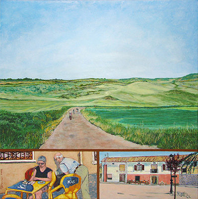 Day 10: Grañón to Tosantos Artist: Barbara J. Sherman Date: 2007 Medium: Acrylic on canvas Dimensions: 20 x 20 in. (50.8 x 50.8 cm) © 2016 Barbara J. Sherman