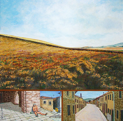 Days 13 & 14: Burgos to Hornillos Artist: Barbara J. Sherman Date: 2008 Medium: Acrylic on canvas Dimensions: 20 x 20 in. (50.8 x 50.8 cm) © 2016 Barbara J. Sherman