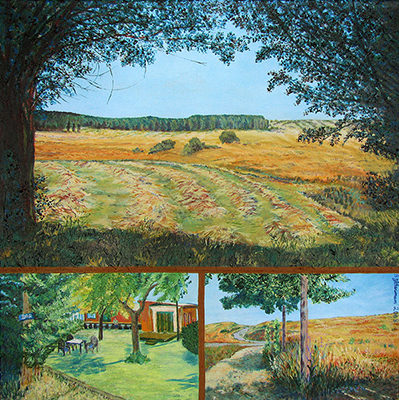 Day 21: El Burgo Ranero to Mansilla de las Mulas Artist: Barbara J. Sherman Date: 2008 Medium: Acrylic on canvas Dimensions: 16 x 16 in. (40.64 x 40.64 cm) © 2016 Barbara J. Sherman