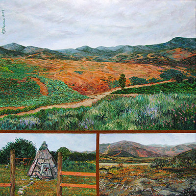 Day 28: Manjarin to Molinaseca Artist: Barbara J. Sherman Date: 2009 Medium: Acrylic on canvas Dimensions: 16 x 16 in. (40.64 x 40.64 cm) © 2016 Barbara J. Sherman