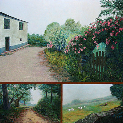 Day 36: Triacastela to Sarria Artist: Barbara J. Sherman Date: 2010 Medium: Acrylic on canvas Dimensions: 16 x 16 in. (40.64 x 40.64 cm) © 2016 Barbara J. Sherman